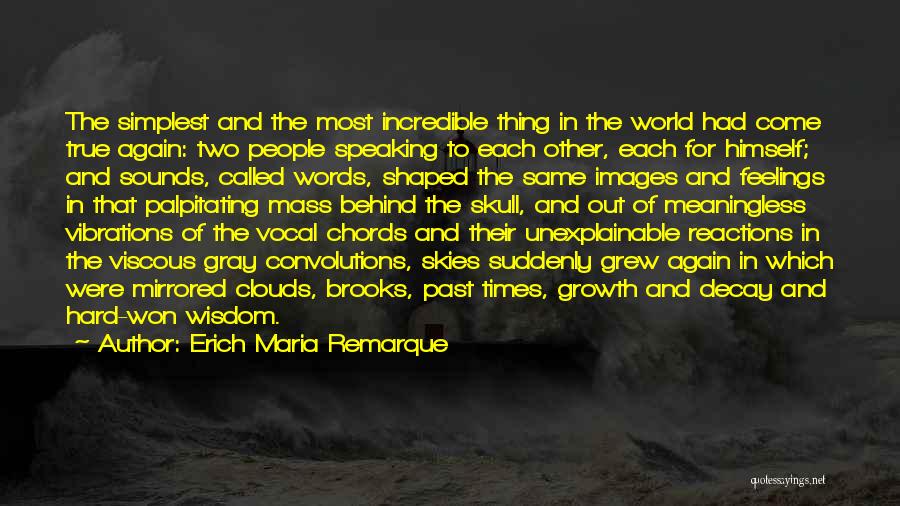 Erich Maria Remarque Quotes: The Simplest And The Most Incredible Thing In The World Had Come True Again: Two People Speaking To Each Other,