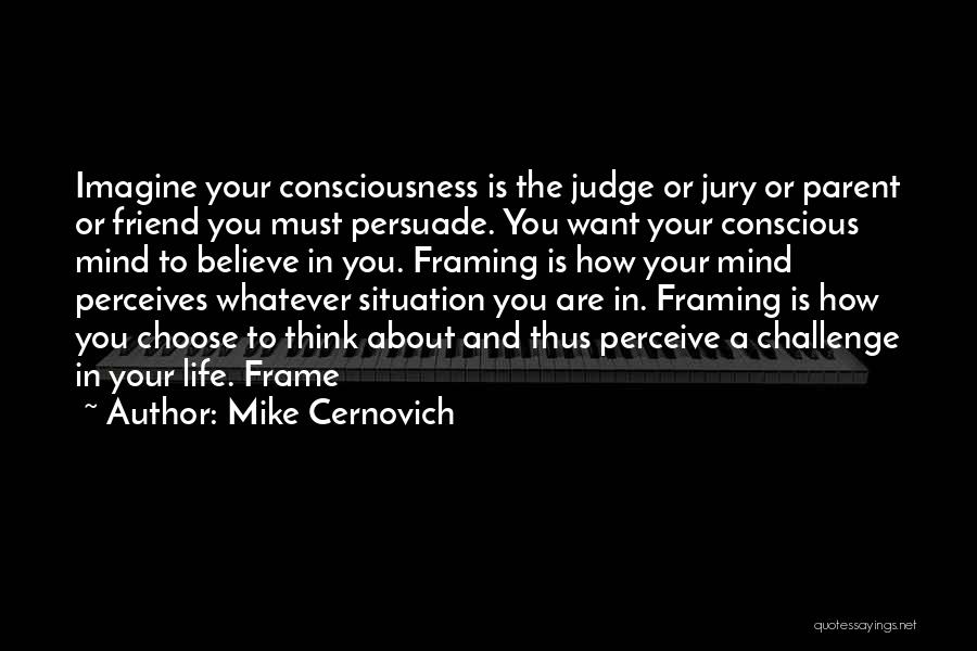 Mike Cernovich Quotes: Imagine Your Consciousness Is The Judge Or Jury Or Parent Or Friend You Must Persuade. You Want Your Conscious Mind