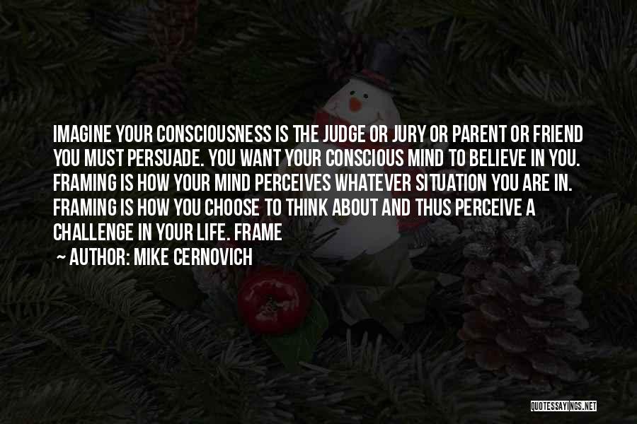 Mike Cernovich Quotes: Imagine Your Consciousness Is The Judge Or Jury Or Parent Or Friend You Must Persuade. You Want Your Conscious Mind