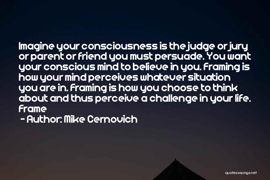 Mike Cernovich Quotes: Imagine Your Consciousness Is The Judge Or Jury Or Parent Or Friend You Must Persuade. You Want Your Conscious Mind