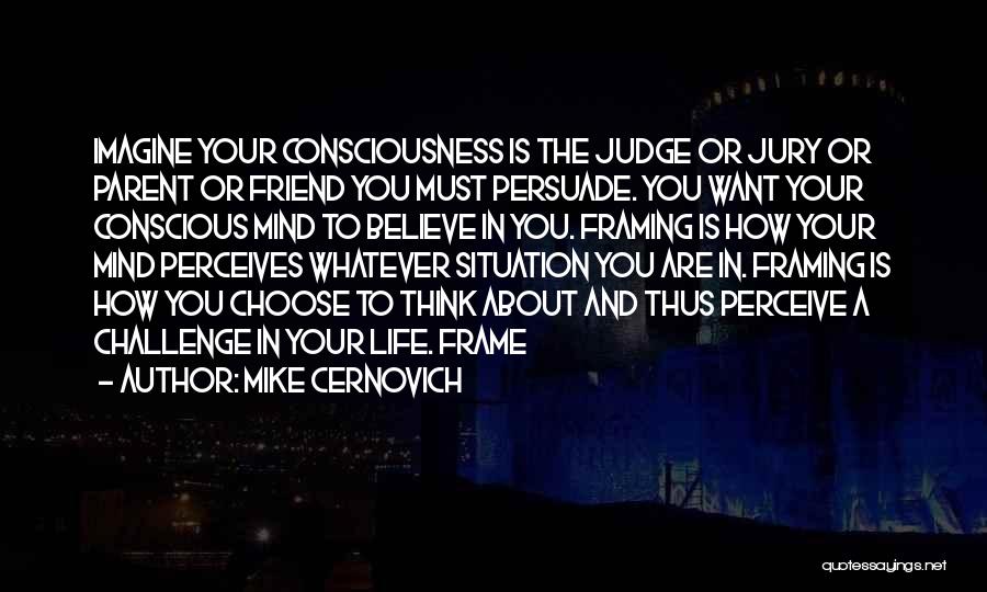 Mike Cernovich Quotes: Imagine Your Consciousness Is The Judge Or Jury Or Parent Or Friend You Must Persuade. You Want Your Conscious Mind