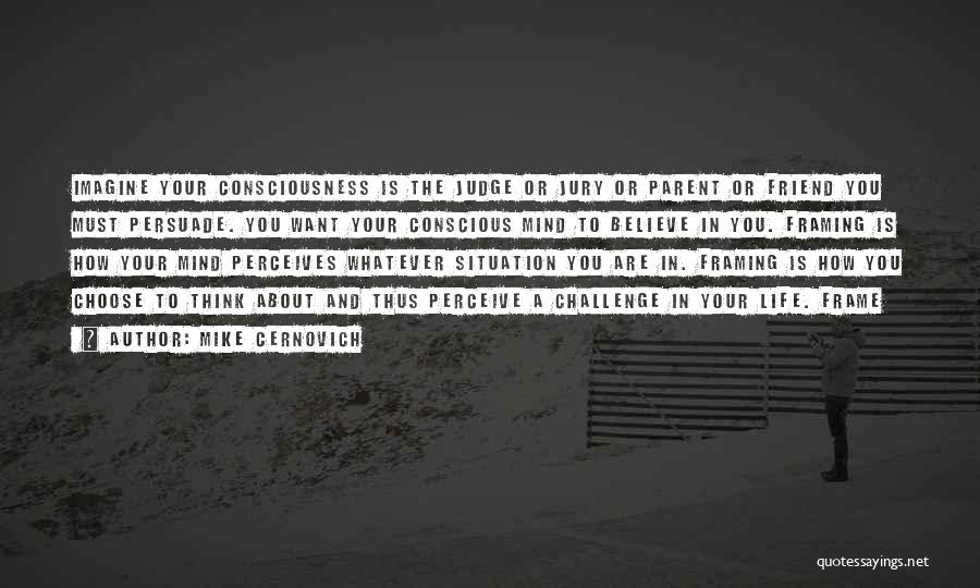 Mike Cernovich Quotes: Imagine Your Consciousness Is The Judge Or Jury Or Parent Or Friend You Must Persuade. You Want Your Conscious Mind