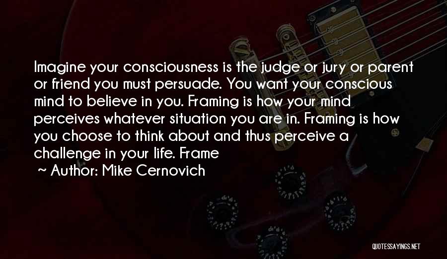 Mike Cernovich Quotes: Imagine Your Consciousness Is The Judge Or Jury Or Parent Or Friend You Must Persuade. You Want Your Conscious Mind