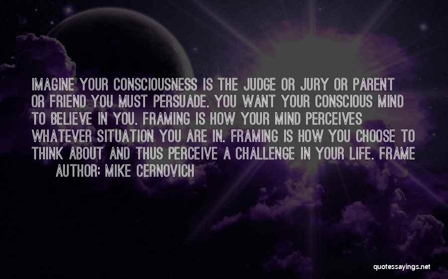 Mike Cernovich Quotes: Imagine Your Consciousness Is The Judge Or Jury Or Parent Or Friend You Must Persuade. You Want Your Conscious Mind