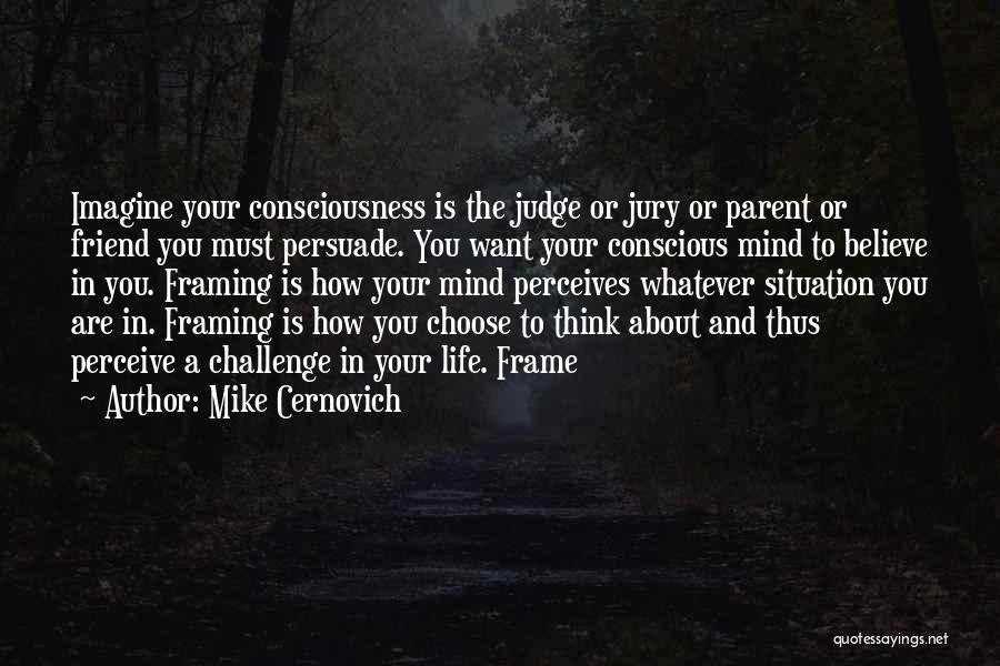 Mike Cernovich Quotes: Imagine Your Consciousness Is The Judge Or Jury Or Parent Or Friend You Must Persuade. You Want Your Conscious Mind