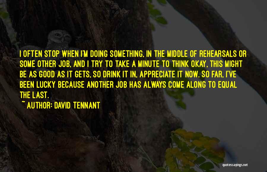 David Tennant Quotes: I Often Stop When I'm Doing Something, In The Middle Of Rehearsals Or Some Other Job, And I Try To