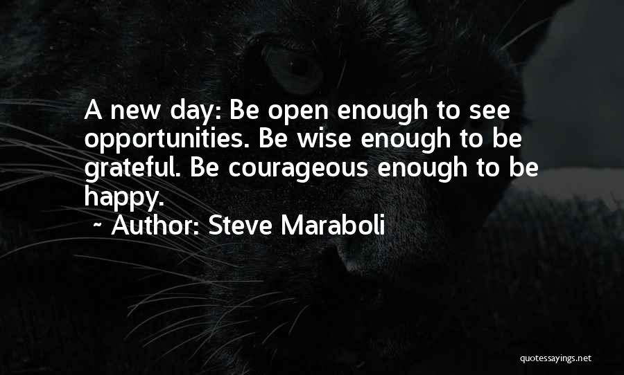 Steve Maraboli Quotes: A New Day: Be Open Enough To See Opportunities. Be Wise Enough To Be Grateful. Be Courageous Enough To Be