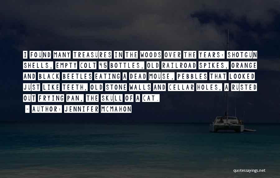 Jennifer McMahon Quotes: I Found Many Treasures In The Woods Over The Years: Shotgun Shells, Empty Colt 45 Bottles, Old Railroad Spikes, Orange