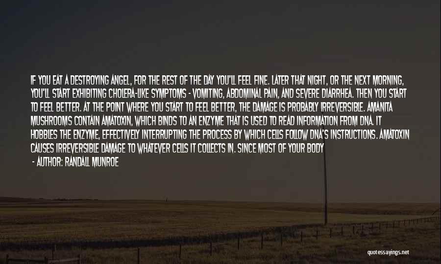 Randall Munroe Quotes: If You Eat A Destroying Angel, For The Rest Of The Day You'll Feel Fine. Later That Night, Or The