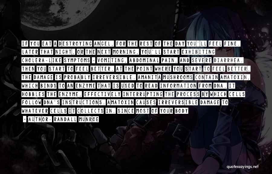 Randall Munroe Quotes: If You Eat A Destroying Angel, For The Rest Of The Day You'll Feel Fine. Later That Night, Or The