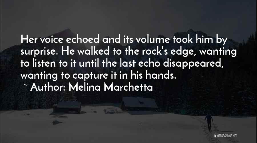 Melina Marchetta Quotes: Her Voice Echoed And Its Volume Took Him By Surprise. He Walked To The Rock's Edge, Wanting To Listen To