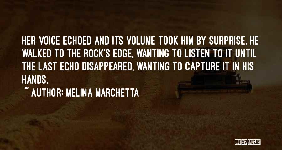 Melina Marchetta Quotes: Her Voice Echoed And Its Volume Took Him By Surprise. He Walked To The Rock's Edge, Wanting To Listen To
