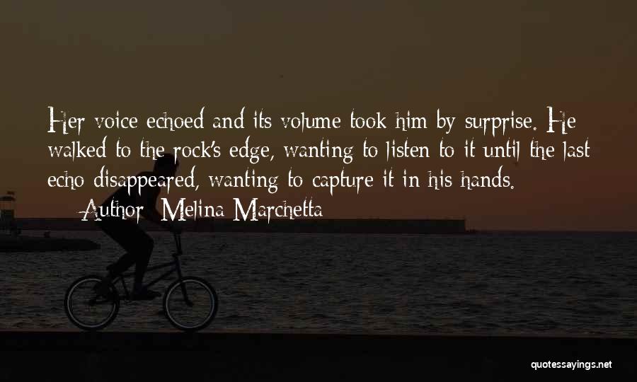 Melina Marchetta Quotes: Her Voice Echoed And Its Volume Took Him By Surprise. He Walked To The Rock's Edge, Wanting To Listen To