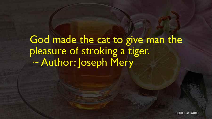 Joseph Mery Quotes: God Made The Cat To Give Man The Pleasure Of Stroking A Tiger.