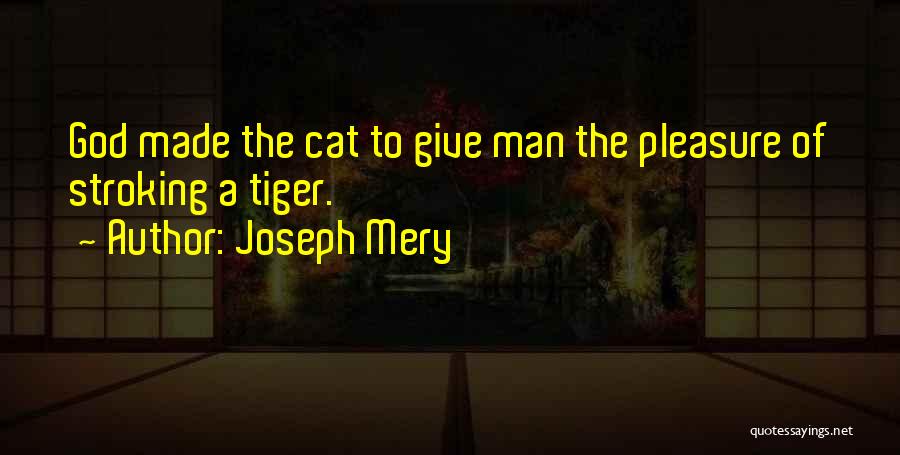 Joseph Mery Quotes: God Made The Cat To Give Man The Pleasure Of Stroking A Tiger.