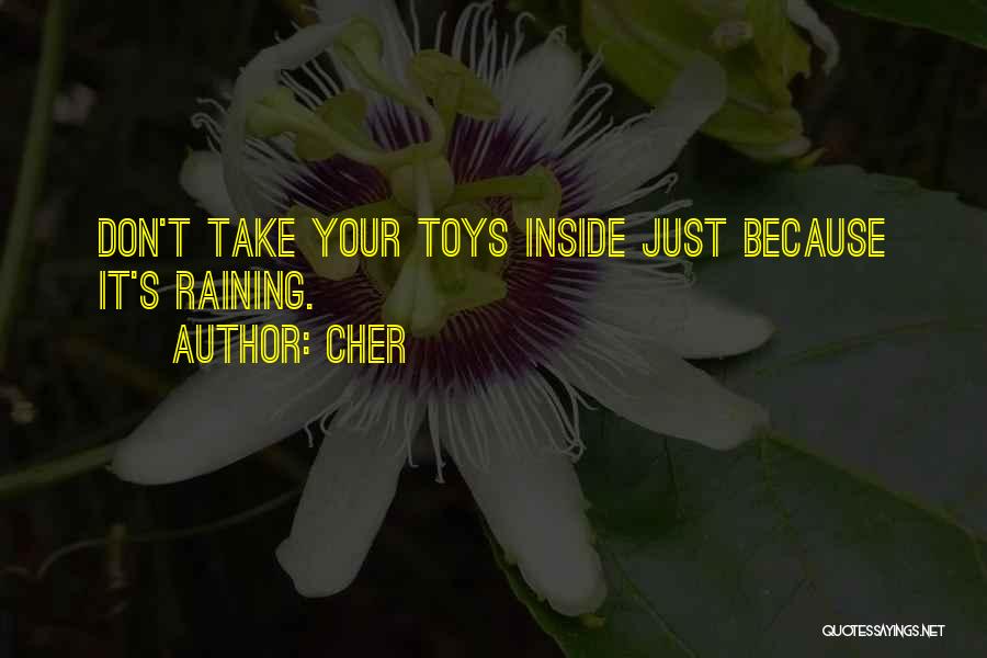 Cher Quotes: Don't Take Your Toys Inside Just Because It's Raining.