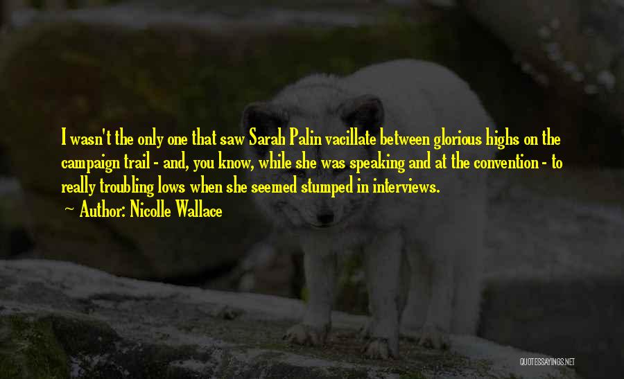 Nicolle Wallace Quotes: I Wasn't The Only One That Saw Sarah Palin Vacillate Between Glorious Highs On The Campaign Trail - And, You