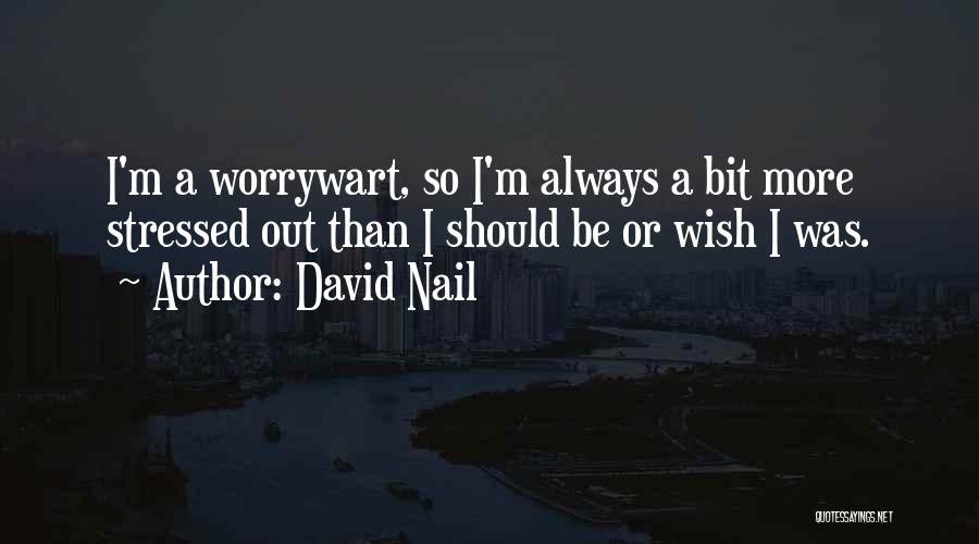 David Nail Quotes: I'm A Worrywart, So I'm Always A Bit More Stressed Out Than I Should Be Or Wish I Was.