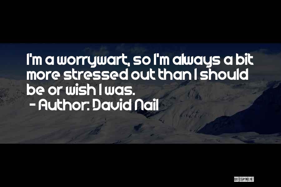 David Nail Quotes: I'm A Worrywart, So I'm Always A Bit More Stressed Out Than I Should Be Or Wish I Was.