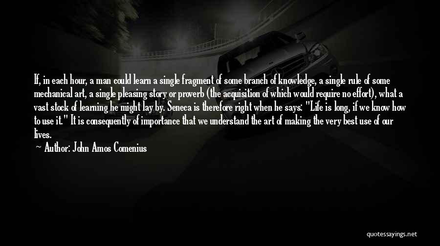 John Amos Comenius Quotes: If, In Each Hour, A Man Could Learn A Single Fragment Of Some Branch Of Knowledge, A Single Rule Of