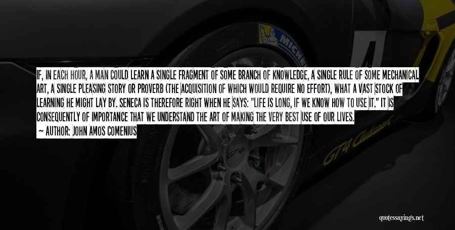 John Amos Comenius Quotes: If, In Each Hour, A Man Could Learn A Single Fragment Of Some Branch Of Knowledge, A Single Rule Of