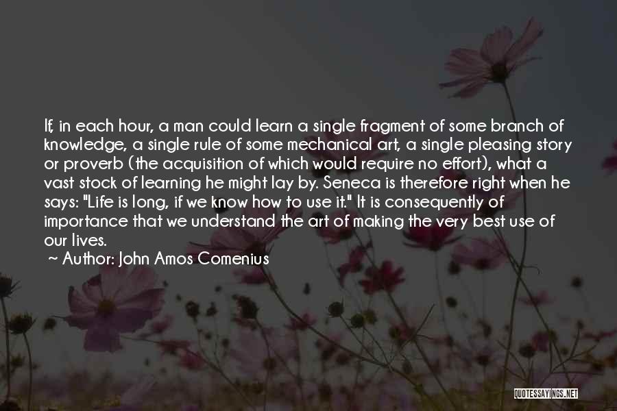 John Amos Comenius Quotes: If, In Each Hour, A Man Could Learn A Single Fragment Of Some Branch Of Knowledge, A Single Rule Of