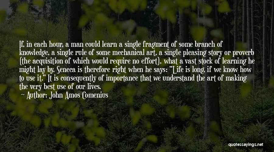 John Amos Comenius Quotes: If, In Each Hour, A Man Could Learn A Single Fragment Of Some Branch Of Knowledge, A Single Rule Of