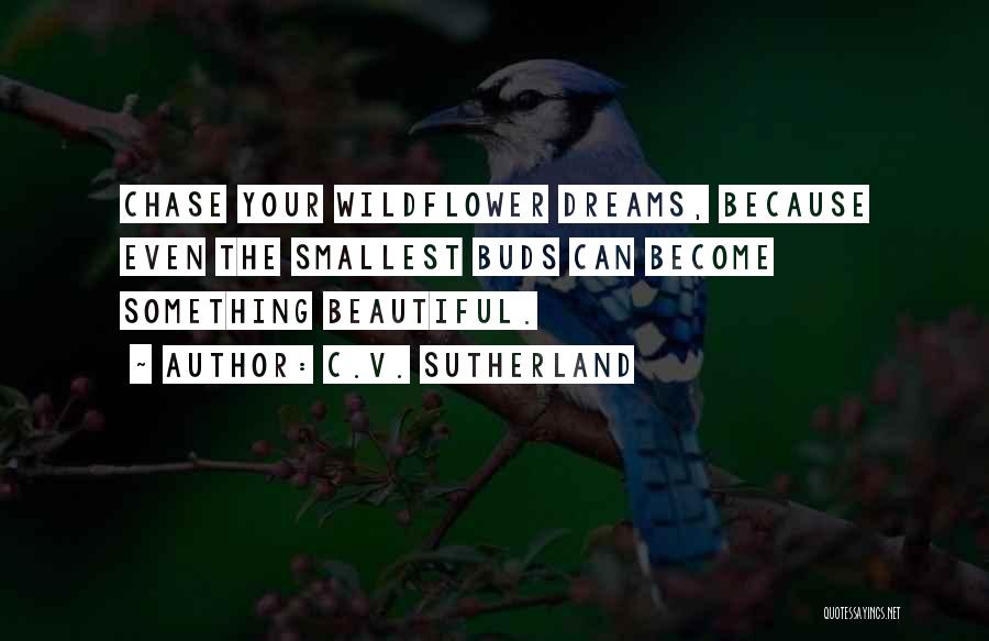 C.V. Sutherland Quotes: Chase Your Wildflower Dreams, Because Even The Smallest Buds Can Become Something Beautiful.