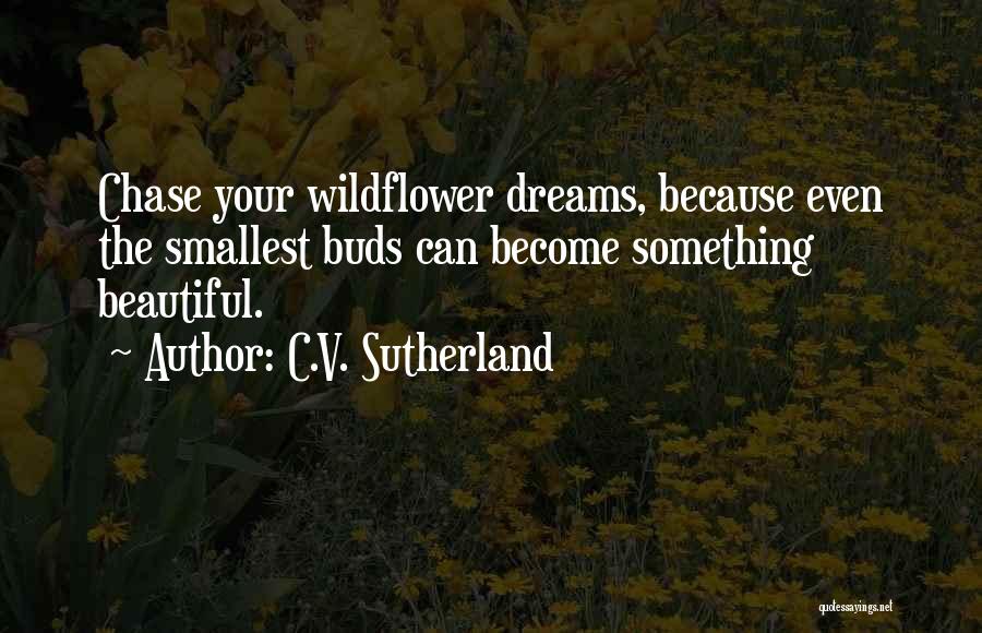 C.V. Sutherland Quotes: Chase Your Wildflower Dreams, Because Even The Smallest Buds Can Become Something Beautiful.