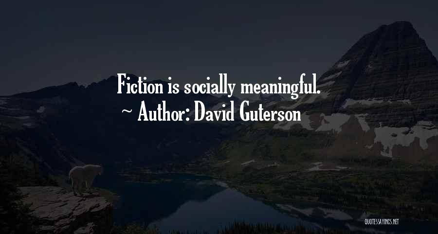 David Guterson Quotes: Fiction Is Socially Meaningful.