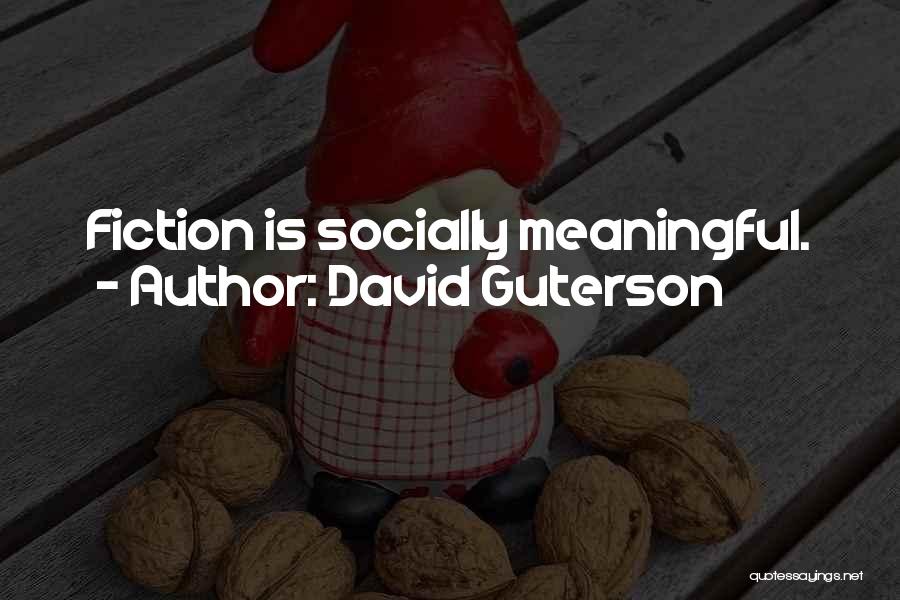 David Guterson Quotes: Fiction Is Socially Meaningful.