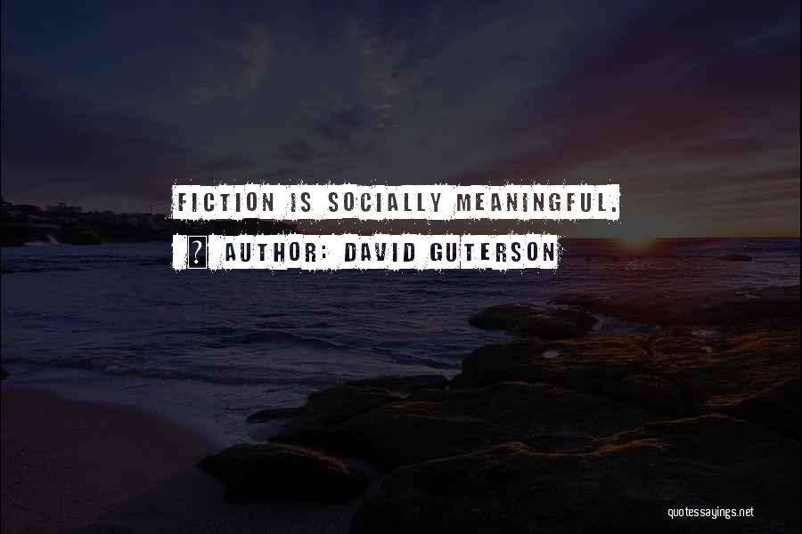 David Guterson Quotes: Fiction Is Socially Meaningful.