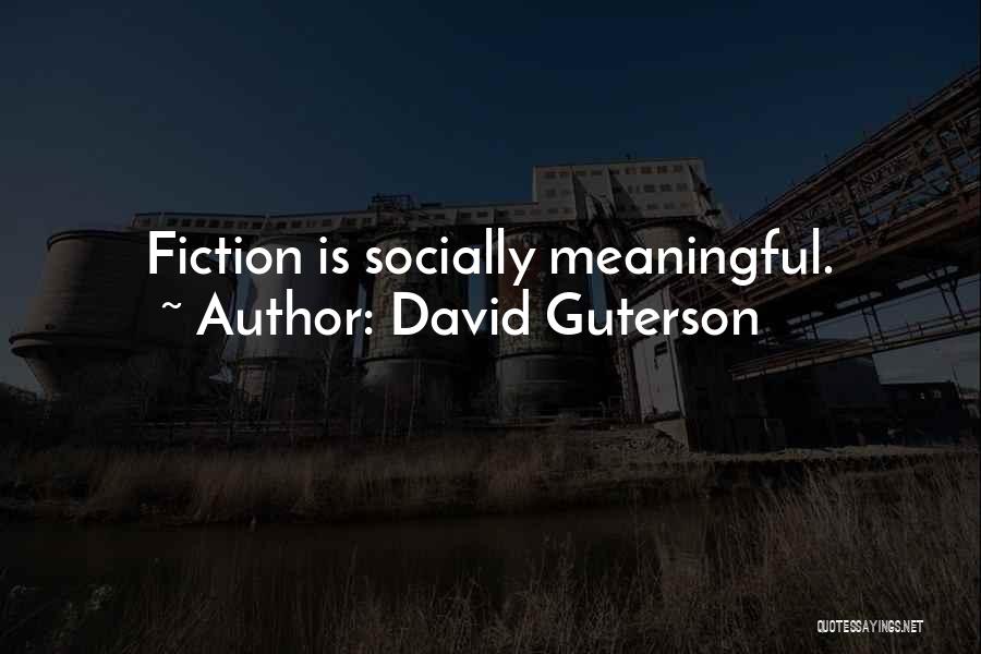 David Guterson Quotes: Fiction Is Socially Meaningful.