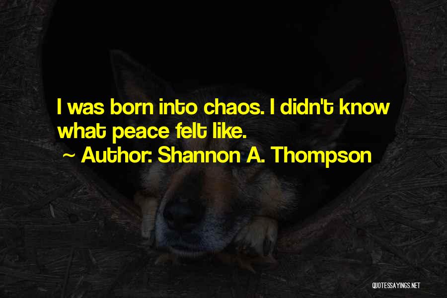 Shannon A. Thompson Quotes: I Was Born Into Chaos. I Didn't Know What Peace Felt Like.