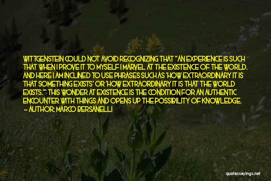 Marco Bersanelli Quotes: Wittgenstein Could Not Avoid Recognizing That An Experience Is Such That When I Prove It To Myself I Marvel At