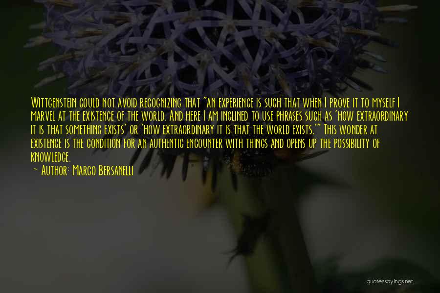 Marco Bersanelli Quotes: Wittgenstein Could Not Avoid Recognizing That An Experience Is Such That When I Prove It To Myself I Marvel At