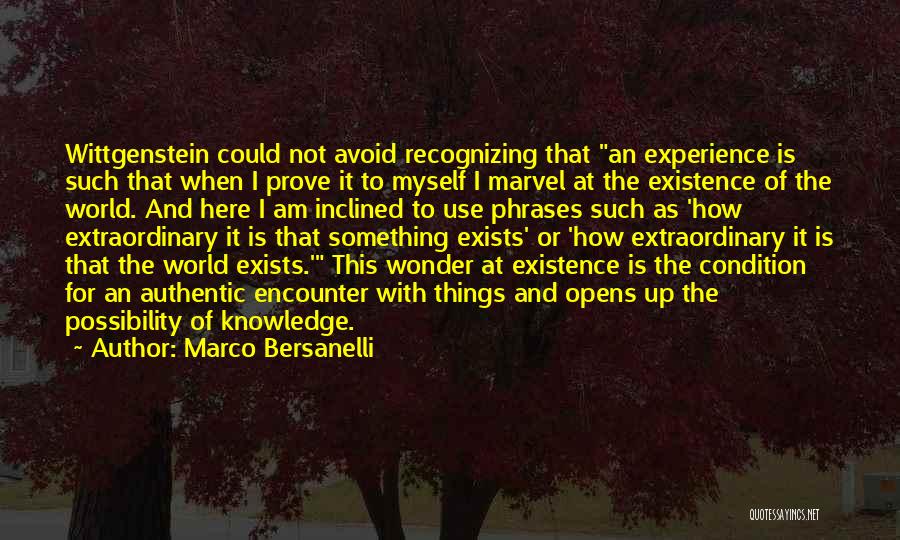 Marco Bersanelli Quotes: Wittgenstein Could Not Avoid Recognizing That An Experience Is Such That When I Prove It To Myself I Marvel At