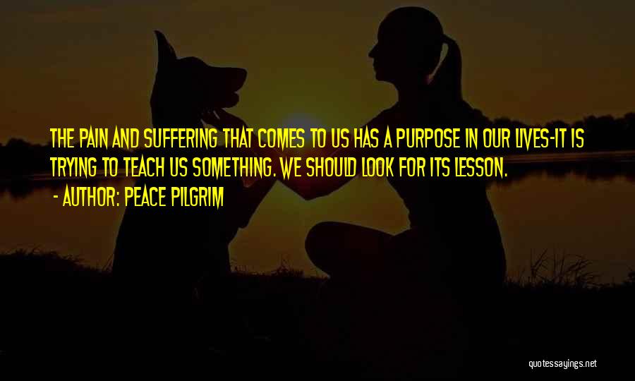 Peace Pilgrim Quotes: The Pain And Suffering That Comes To Us Has A Purpose In Our Lives-it Is Trying To Teach Us Something.