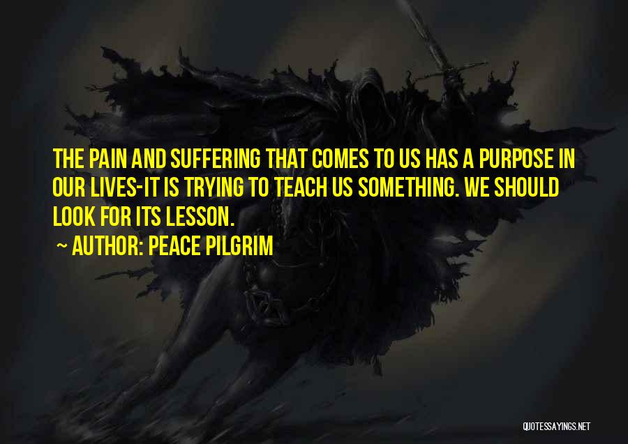 Peace Pilgrim Quotes: The Pain And Suffering That Comes To Us Has A Purpose In Our Lives-it Is Trying To Teach Us Something.