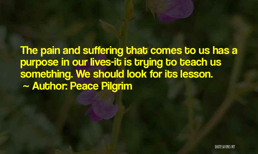 Peace Pilgrim Quotes: The Pain And Suffering That Comes To Us Has A Purpose In Our Lives-it Is Trying To Teach Us Something.