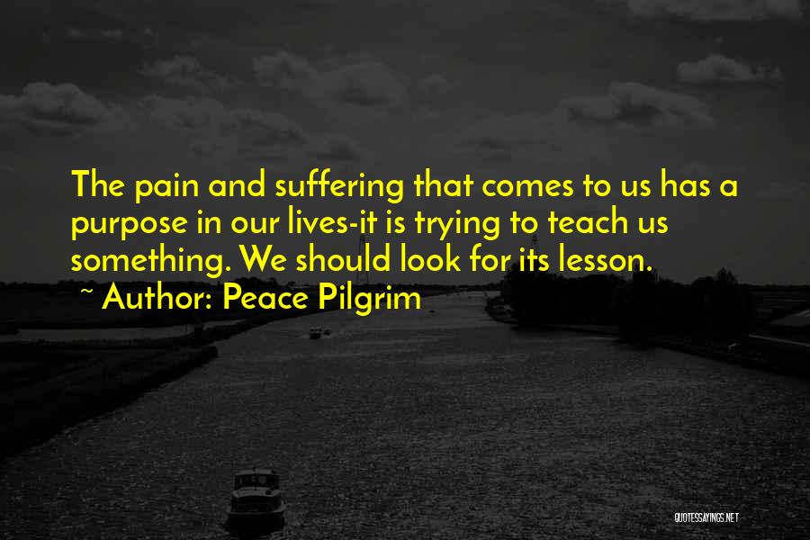 Peace Pilgrim Quotes: The Pain And Suffering That Comes To Us Has A Purpose In Our Lives-it Is Trying To Teach Us Something.