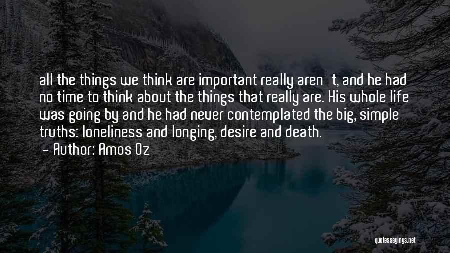 Amos Oz Quotes: All The Things We Think Are Important Really Aren't, And He Had No Time To Think About The Things That