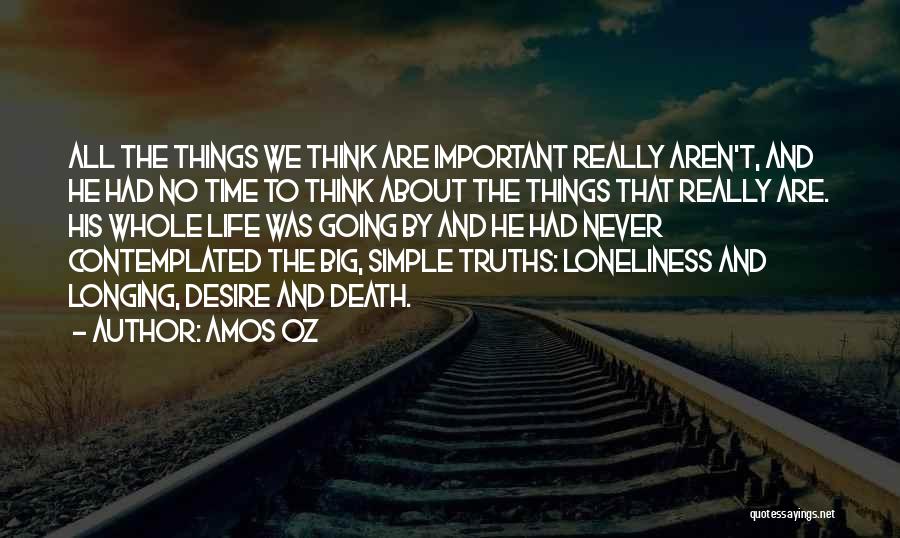 Amos Oz Quotes: All The Things We Think Are Important Really Aren't, And He Had No Time To Think About The Things That