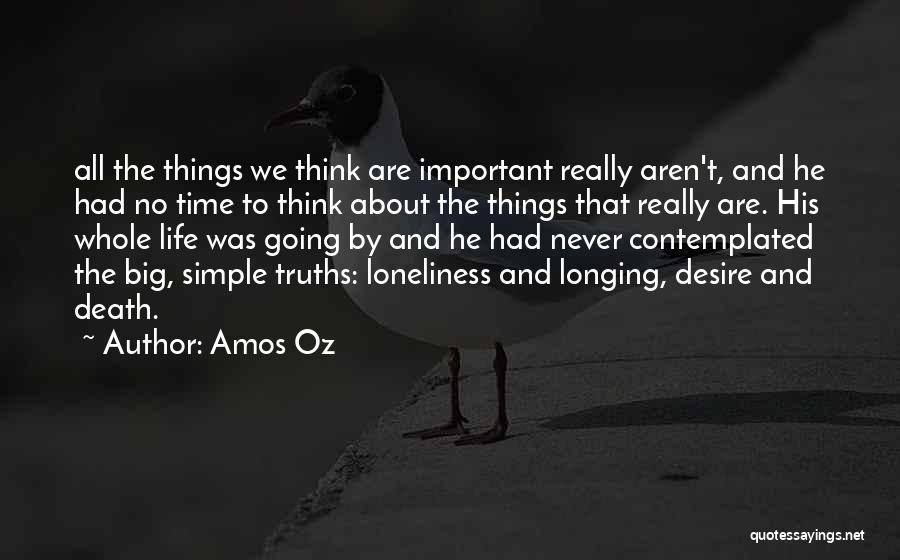 Amos Oz Quotes: All The Things We Think Are Important Really Aren't, And He Had No Time To Think About The Things That
