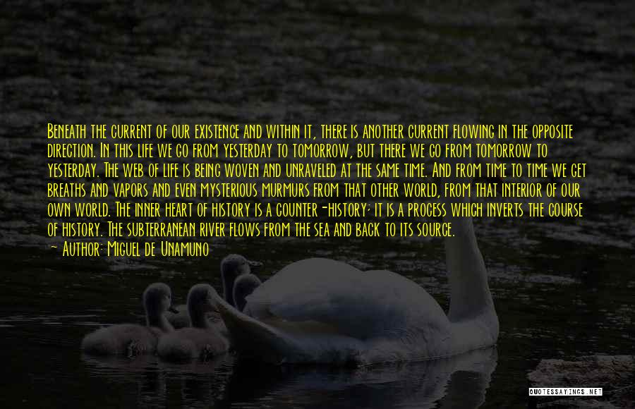 Miguel De Unamuno Quotes: Beneath The Current Of Our Existence And Within It, There Is Another Current Flowing In The Opposite Direction. In This