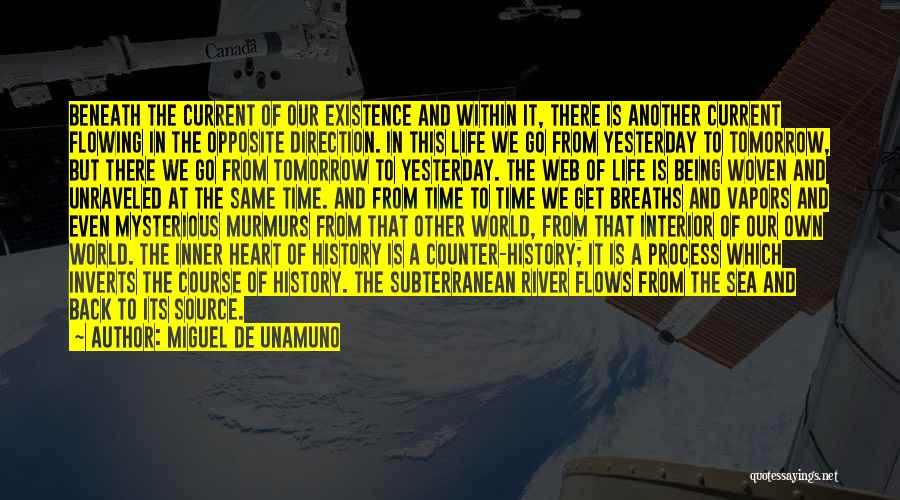 Miguel De Unamuno Quotes: Beneath The Current Of Our Existence And Within It, There Is Another Current Flowing In The Opposite Direction. In This