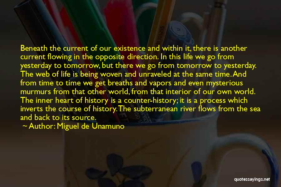 Miguel De Unamuno Quotes: Beneath The Current Of Our Existence And Within It, There Is Another Current Flowing In The Opposite Direction. In This