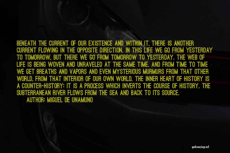 Miguel De Unamuno Quotes: Beneath The Current Of Our Existence And Within It, There Is Another Current Flowing In The Opposite Direction. In This