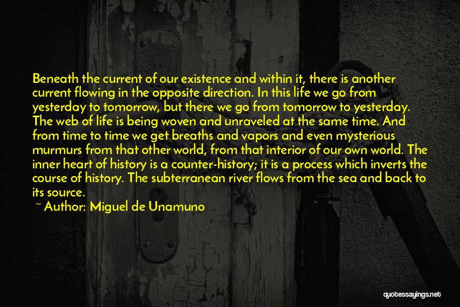 Miguel De Unamuno Quotes: Beneath The Current Of Our Existence And Within It, There Is Another Current Flowing In The Opposite Direction. In This