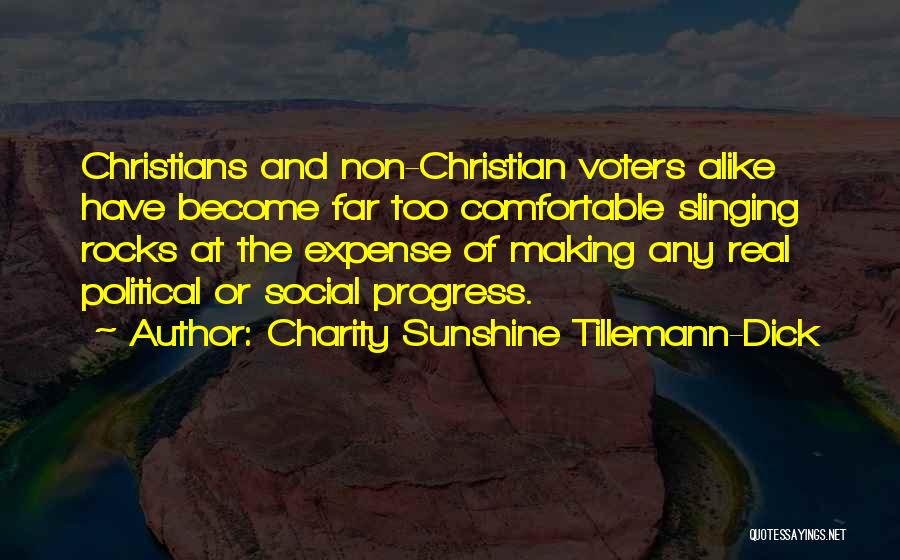 Charity Sunshine Tillemann-Dick Quotes: Christians And Non-christian Voters Alike Have Become Far Too Comfortable Slinging Rocks At The Expense Of Making Any Real Political